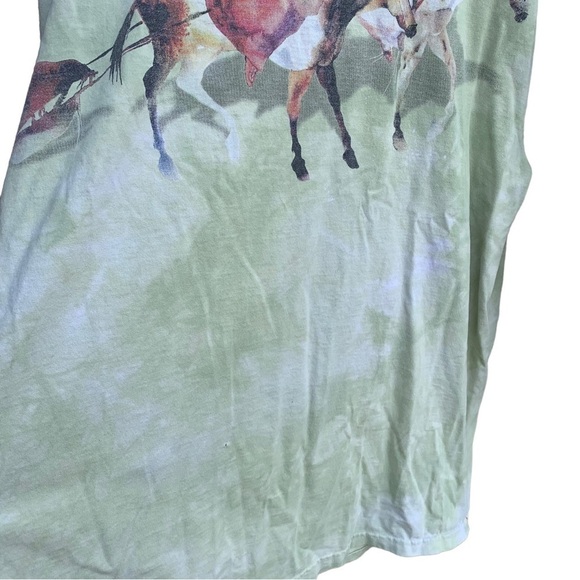The Mountain Native American Horses Watercolor Art Long Sleeve Tee Shirt Size XL - Picture 2 of 5